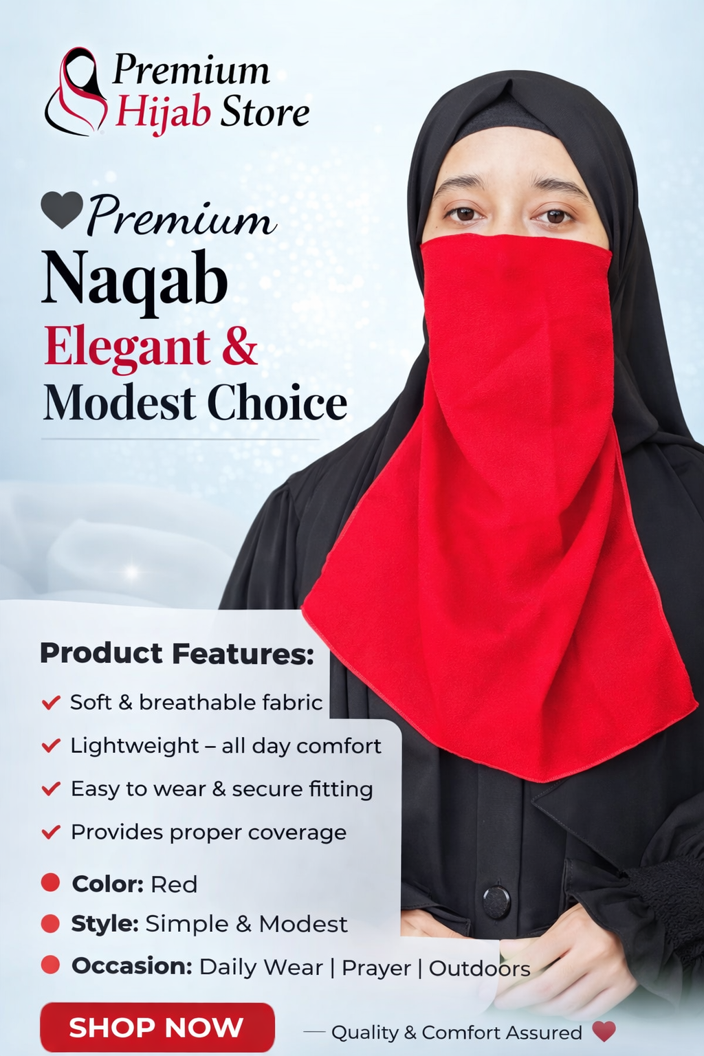 Single Color Naqab | Premium Hijab Point