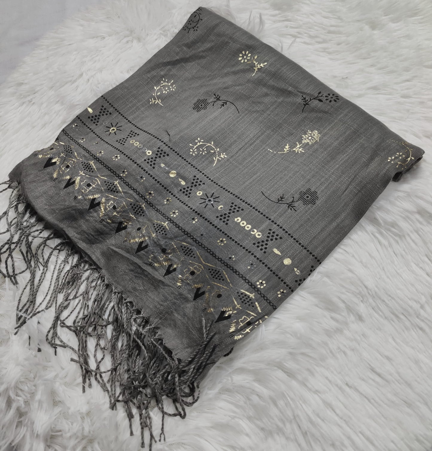 Fancy Gold Foil Printed Stoler/Hijab