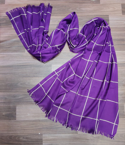 Fancy Check Embroidered Lawn Hijab / Stoler