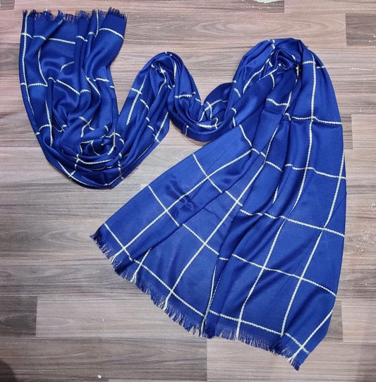 Fancy Check Embroidered Lawn Hijab / Stoler