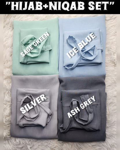 Plain Georgette Hijab + Niqab Set